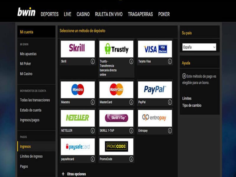 ¿Dónde depositar en Bwin?