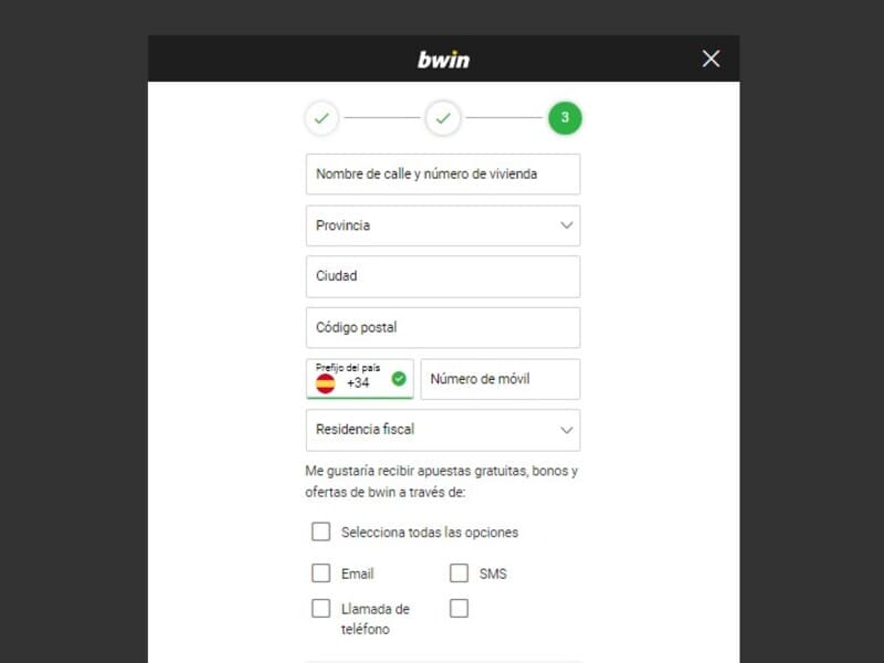 Rellena el formulario de registro para convertirte en usuario de Bwin Rellena el formulario de registro para convertirte en usuario de Bwin